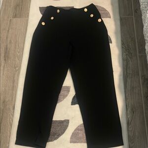 Brand new never worn black pants with gold buttons front pockets side zipper